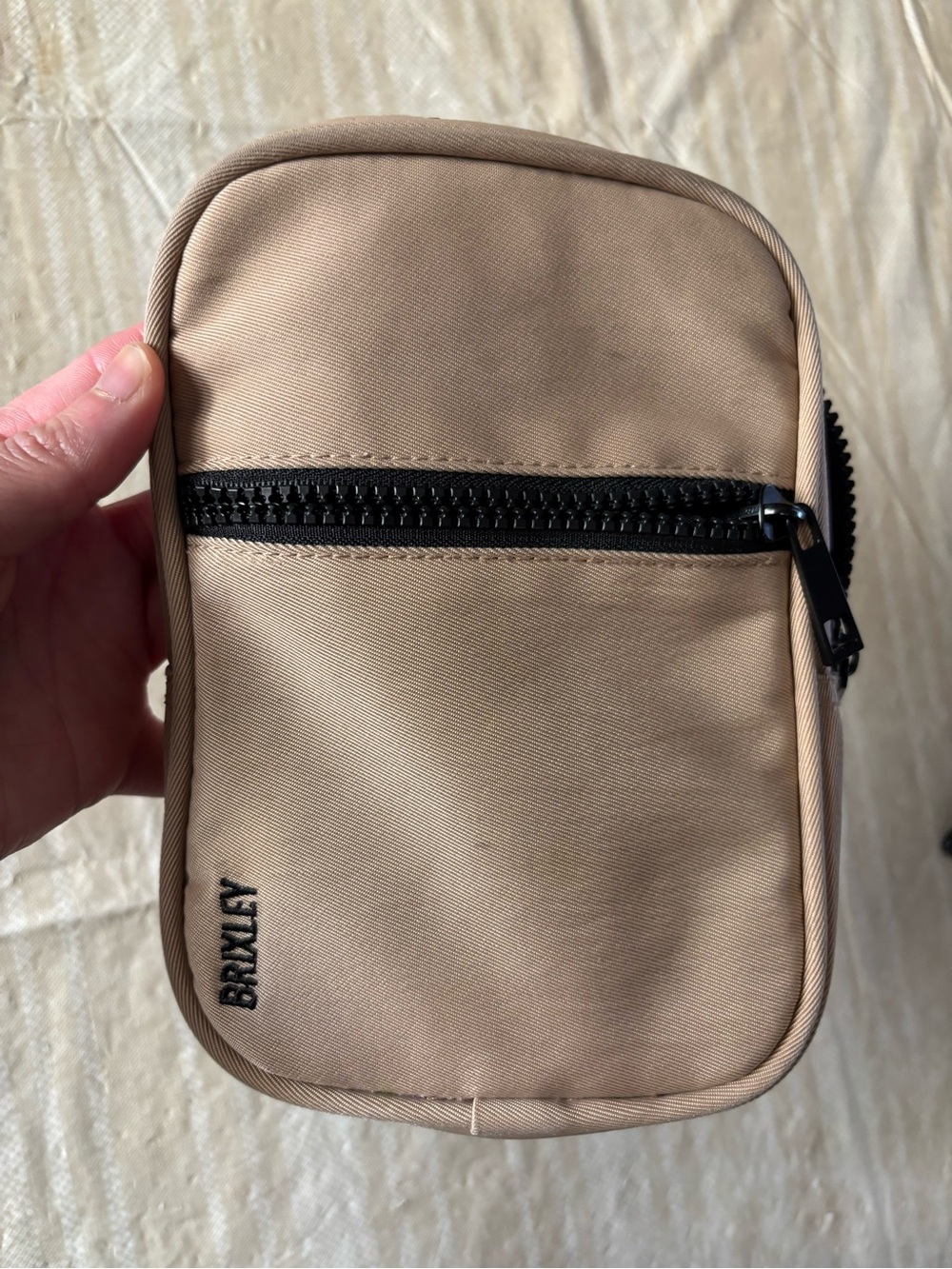 Brixley Tan Compact Crossbody Pouch with Front Zip